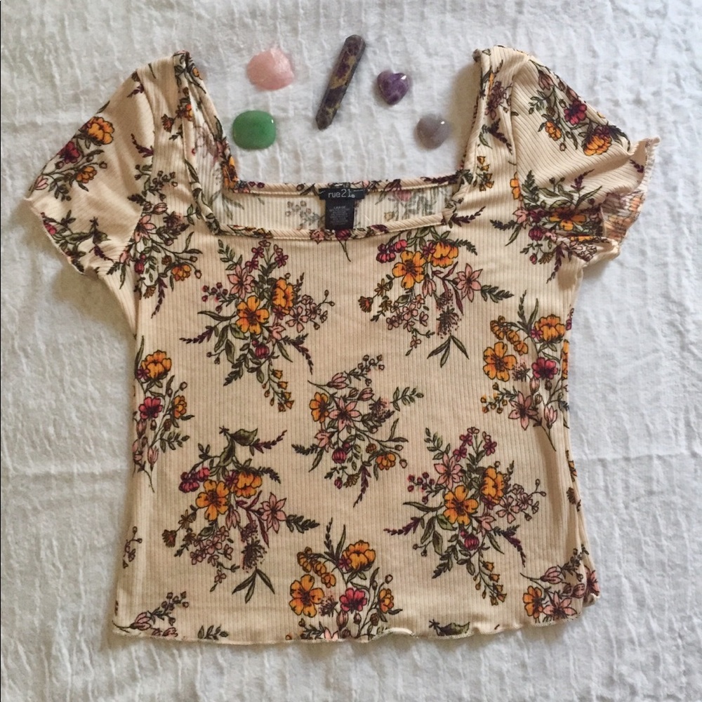 Floral Cream Summer Crop Top